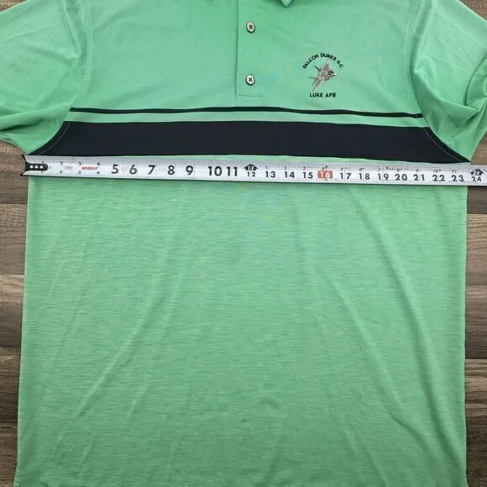 Footjoy FJ Polo Mens Large Falcon Dunes Golf Club Arizona Military Jet Teal Blue - Picture 7 of 8